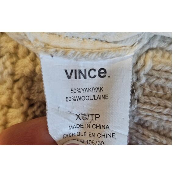Vince Cardigan Sweater  50% YakYak 50% Wool, Cream, Knit, Shawl, Sz XS - Picture 10 of 10